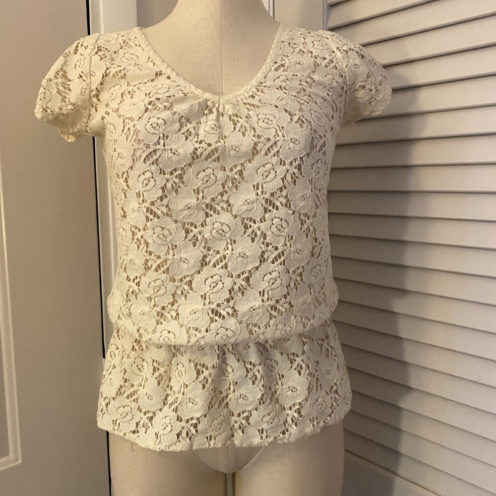 Vanity Ivory Lace Floral Blouse- Size Small